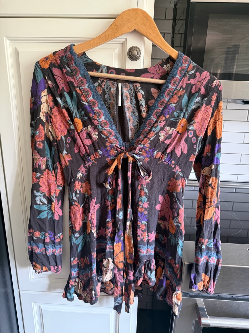 Free People Violet Hill Printed Tunic Floral Sz 2 Small Bohemian - Picture 3 of 8